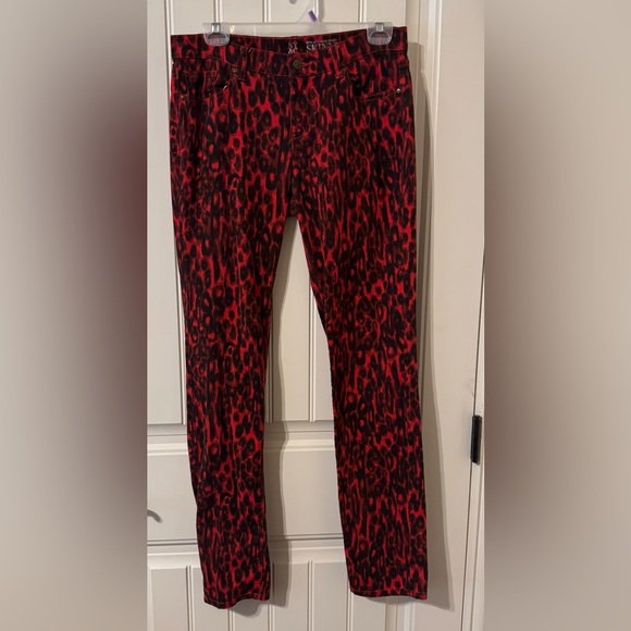 New York & Company Red and Black Leopard Print Skinny Jeans - Picture 2 of 4